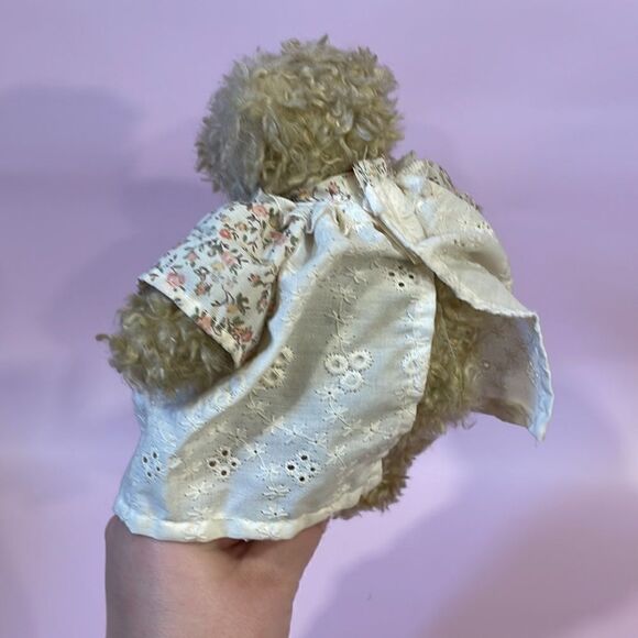 Beige/Tan Classic Curly Teddy Bear with Embroidered Dress w “Best Friends”8” EUC - Picture 4 of 7
